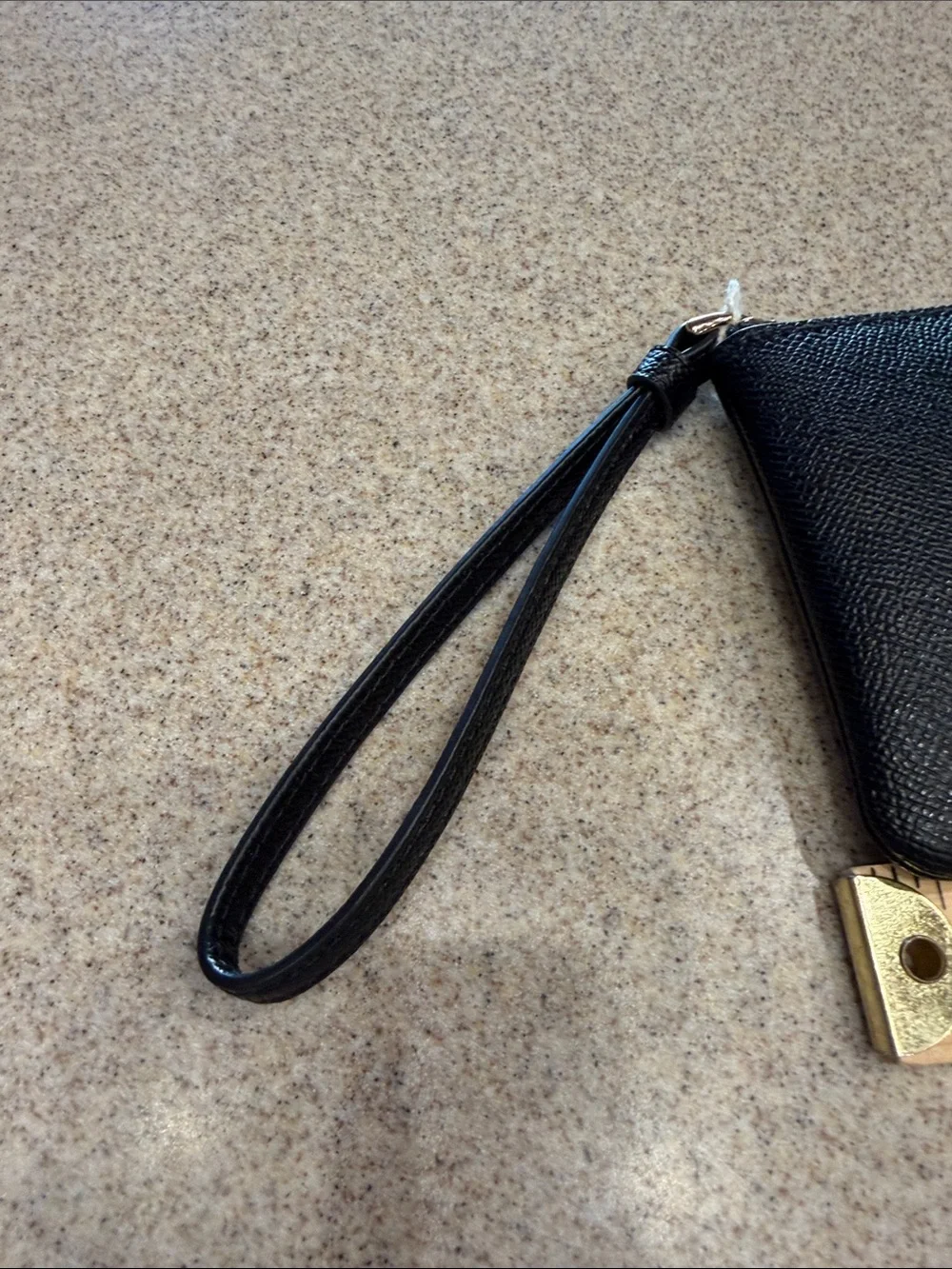 Coach Black Saffiano Leather Zip Wristlet Pouch
